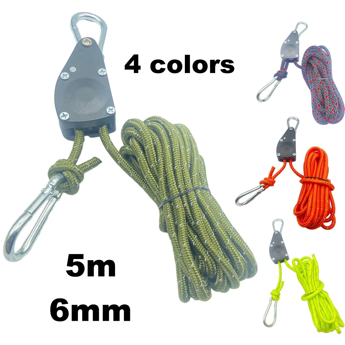 6mm 5m 4 Colors Camping Tent Tie Down Rope Tightener Fastening Wind Rope  Buckle Pulley Ratchet Awning Rope Hook Tool - AliExpress