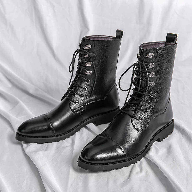 Cowboy Western Boots Retro Long Classic Boots Long Western Vintage Male Combat Leather Shoes for Men Motorcycle boot