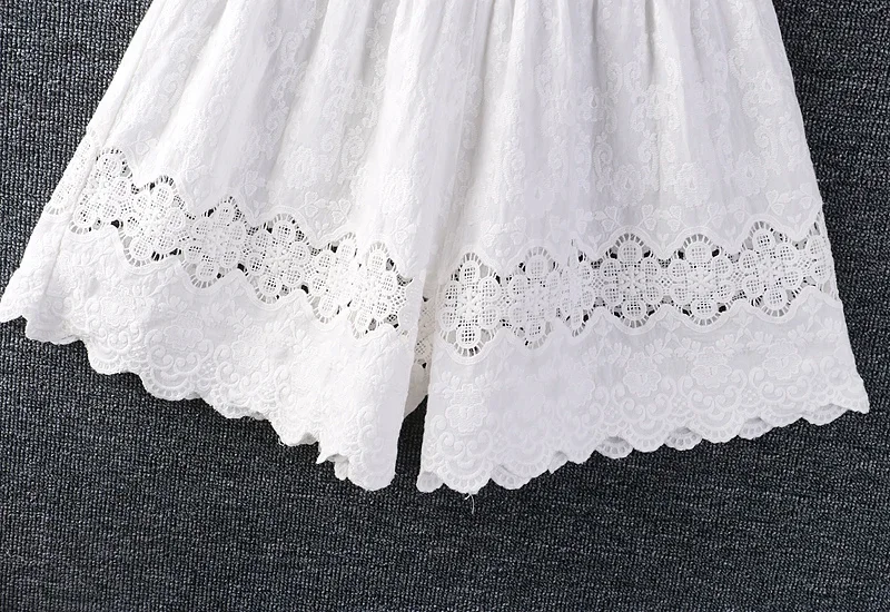 Summer Mori Girl Hollow Out Sweet Lace Embroidery Shorts Women Casual Loose Cotton Shorts White Beige