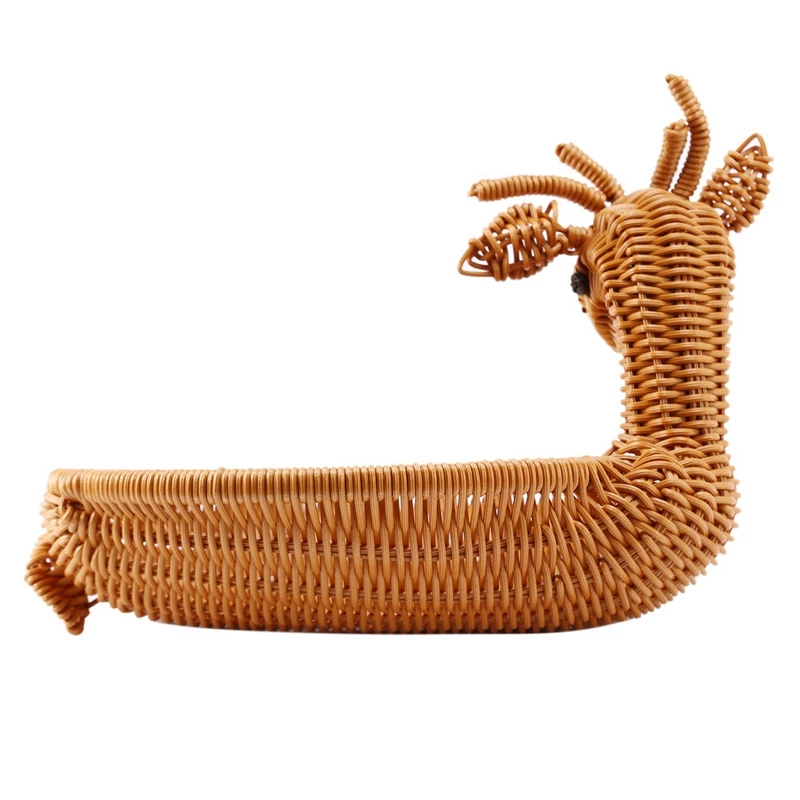 

BEAU-3X Rattan Woven Fruit Basket, Imitation Deer Bread Basket Fruit Bowls Tray Vegetable Novelty Animal Shaped Basket Small