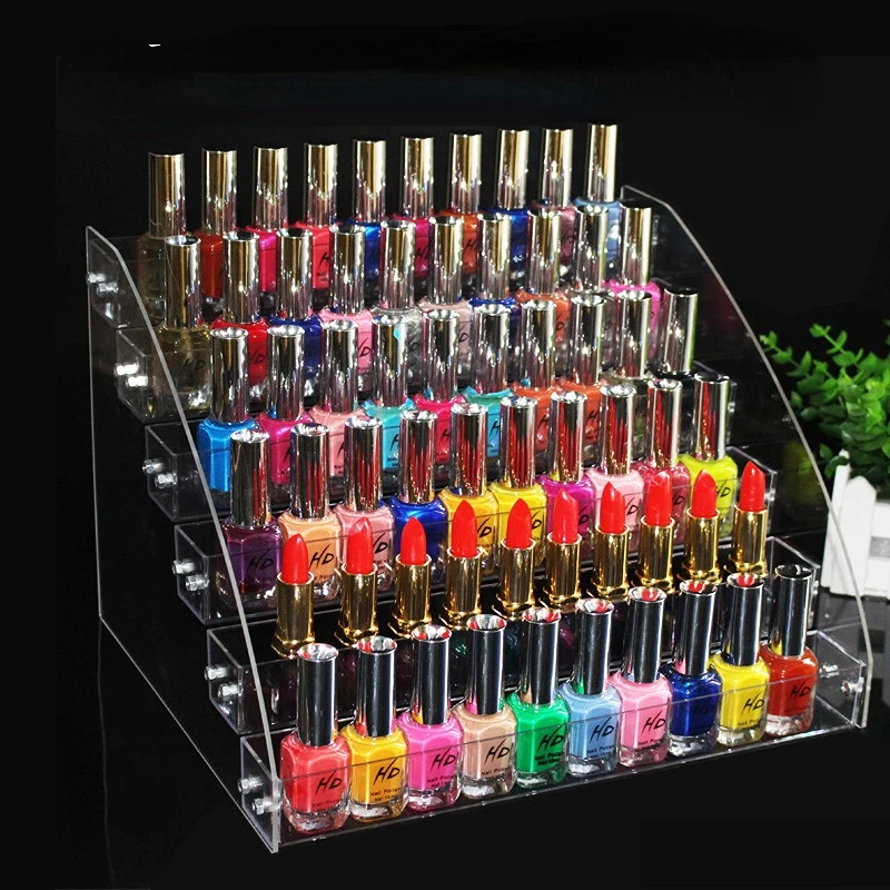 Multifunction Clear Acrylic Nail Polish Rack Cosmetic Display Stand
