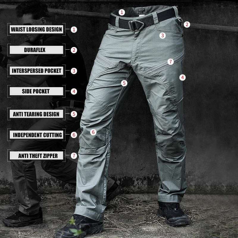 Military Tactical Pants Men Combat Trousers Ripstop Many Pockets Breathable  Waterproof Wear Resistant Casual Cargo Pants