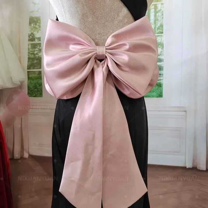 Seperate Pink Satin Bow Party Dress Knots Removeable Prom Dresses Satin Knots With Ribbon Bow Wedding Dress Belt Ribbons Bridal