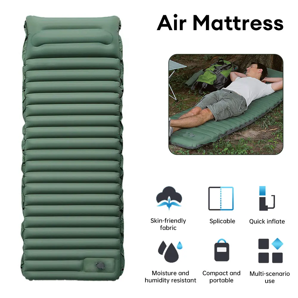 

Camping Self-inflating Air Mattress Outdoor Ultralight Sleeping Pad Can Splicing Inflatable Bed Beach Picnic Tent Air Cushion