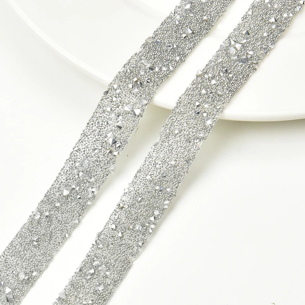 Hot Fix Rock Diamond Crystal Ribbon Trimming 1.5cm Width