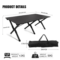 Large Folding Picnic Table Portable Lightweight Camping Table Foldable Roll Up Carbon Steel Camping Table with Carrying Bag 1