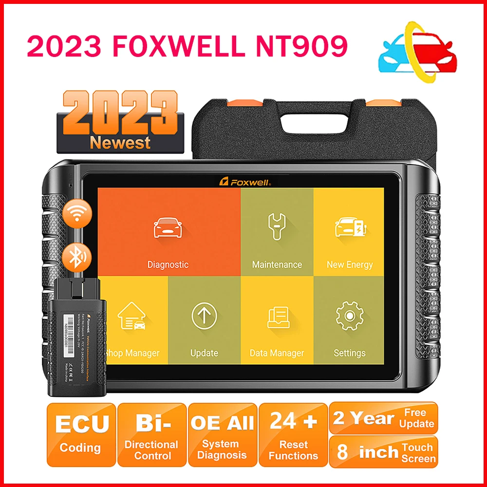 

2023 FOXWELL NT909 OBD2 двунаправленный инструмент для сканирования, кодирование ЭБУ, все системы, Автомобильные диагностические инструменты CANFD, Автосканер