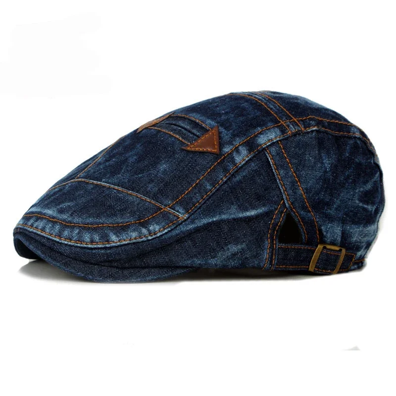 Vintage Washed Denim Baseball Cap - Unisex Distressed Arrow Beret Hat, Retro Sun Hat for Men & Women