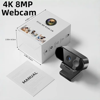 Webcam 4K per computer portatile Videochiamate domestiche Supporto Full HD da 8 MP PC IOS Android Spina USB 2.0 30FPS Microfono incorporato