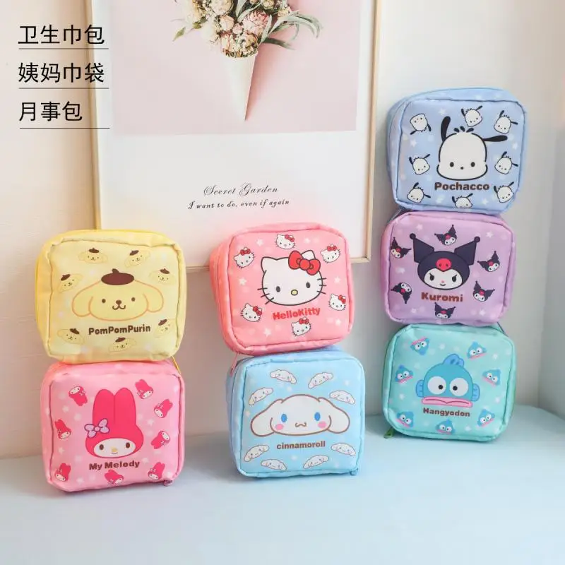 

Sanrio Anime Kuromi Kawaii Hello Kitty Organizer Bag My Melody Polyester Pochacco Portable Menstrual Kits Kids Gift