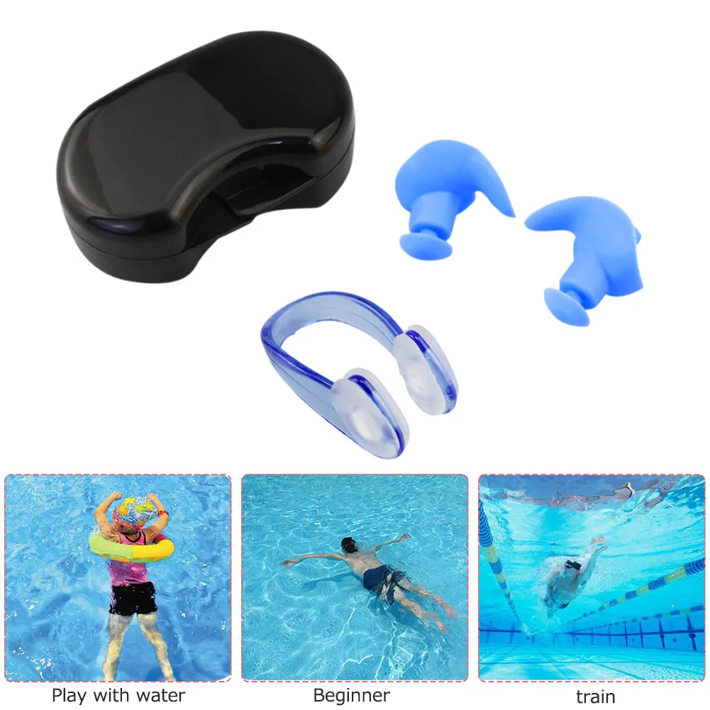 Soft Silicone Swimming Earplugs Nose Clip Set Adult Children Soundproof