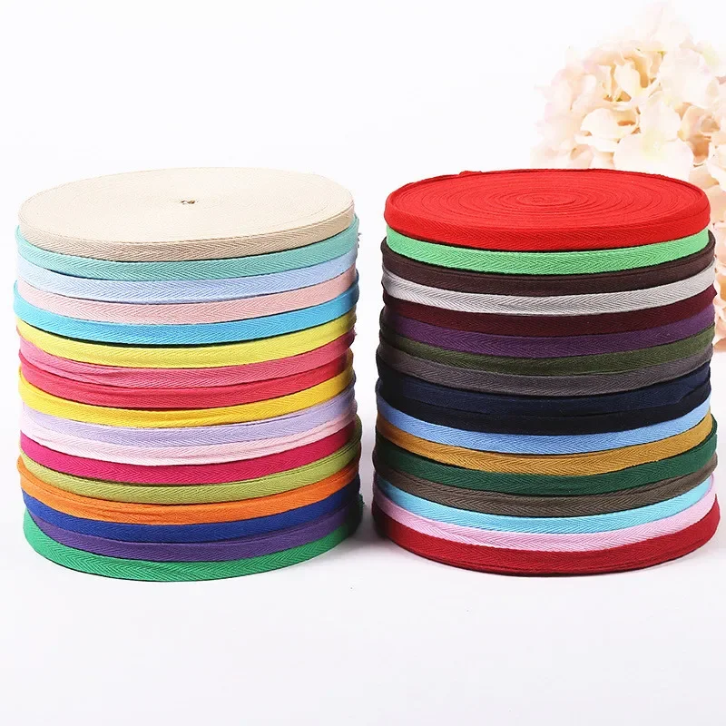 1cm 2cm Herringbone Tape Ribbons Cotton Woven Ribbon Sewing Overlock Cloth Strap Belt DIY Accessories 50yards ribbon decoration ribbon supplies cotton ribbon