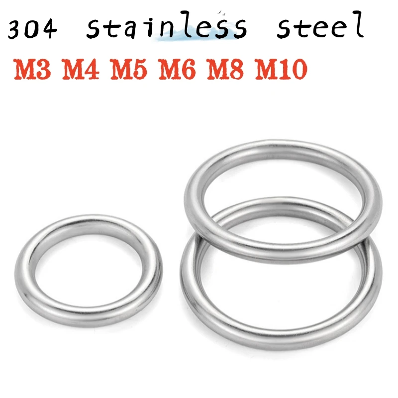

1/2/3/5 шт. M3 M4 M5 M6 M8 M10 304 A2 круглое кольцо из нержавеющей стали, подъемное кольцо, твердое бесшовное соединительное кольцо из стали