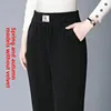 High Waist Women's Corduroy Pants Fleece Lined Casual Straight Leg Trousers Autumn Winter Loose Harlan Pants Slimming Effect