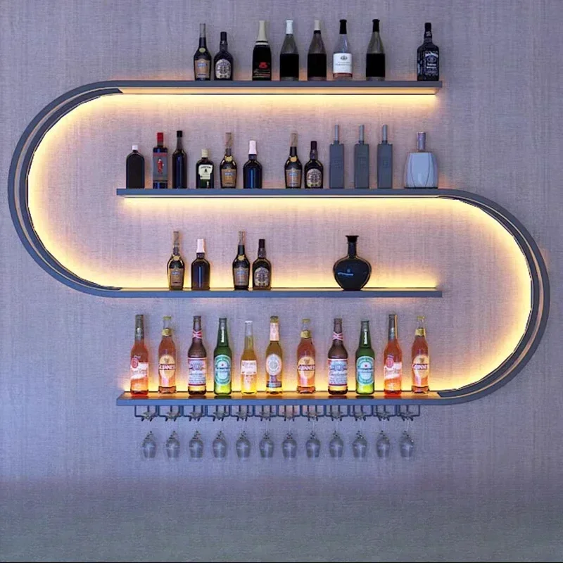 Wall Bar Cabinet High End Display Open Cabinets Outdoor Whiskey Showcase Room Liquor Wine Vitrinas Luxury Antique Bar Furniture