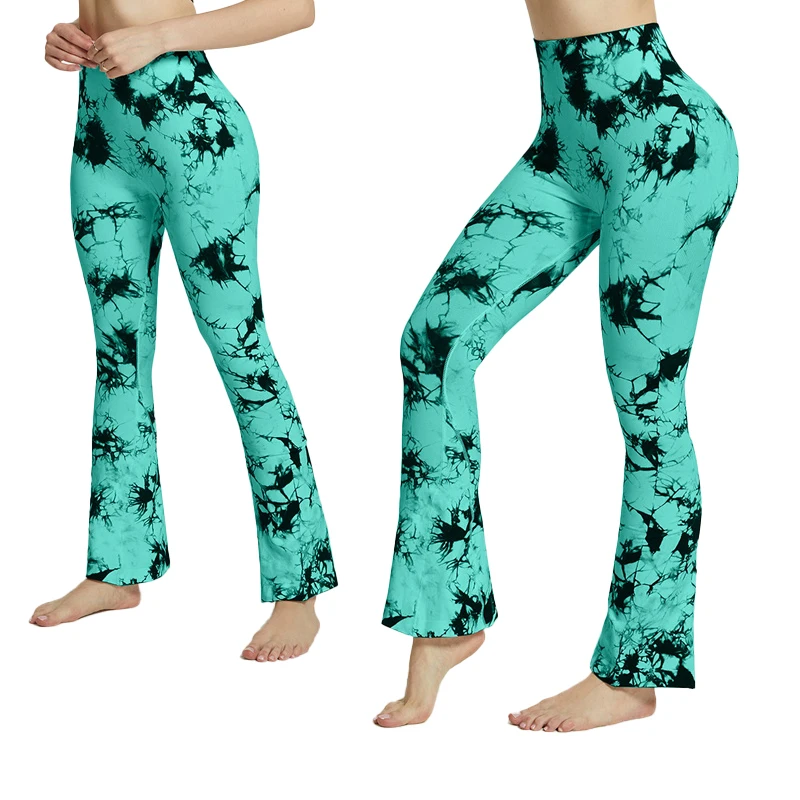 

Women Flare Pants Elastic High Waist Stretch Bell Bottom Pants Tie Dye Sweatpant Yoga Dance Legging Workout Fitness Gym Trousers