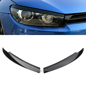 Glossy Black Car Head Light Lamp Eyebrow Eyelid Cover Trim For VW Scirocco 2009 2010 2011 2012 2013 2014 2015 2016 2017 1