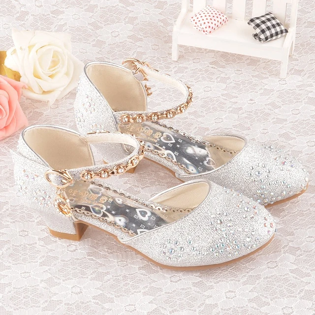 Sandalias Princesa Niños Zapatos De Cuero Para Niñas Glitter