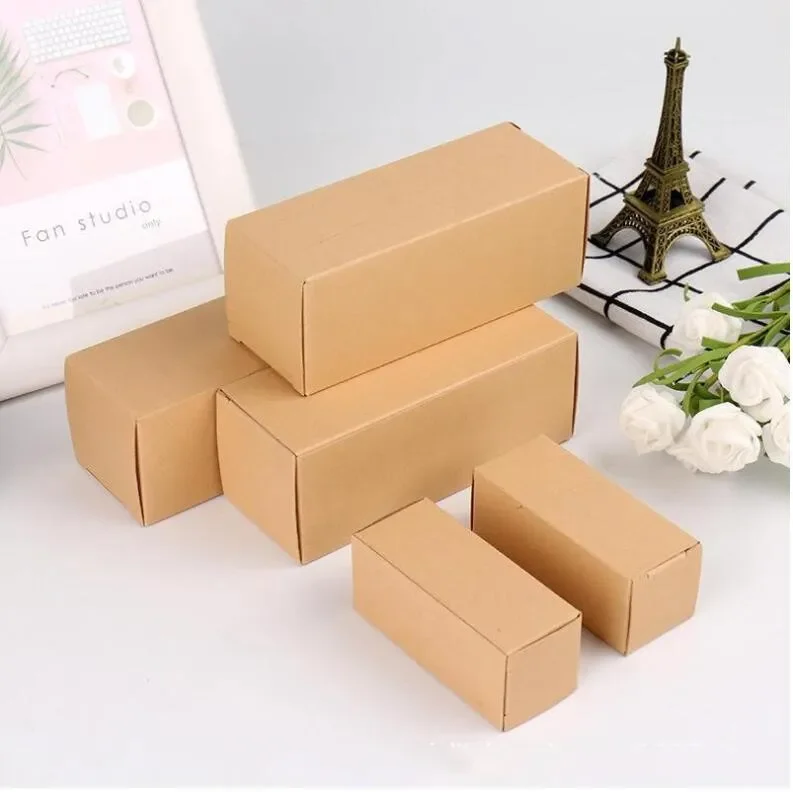 

30pcs/lot Brown Kraft Paper Box Small Candy Box Handmade Soap Packing Boxes Essential Oil Bottle Packaging Multi size