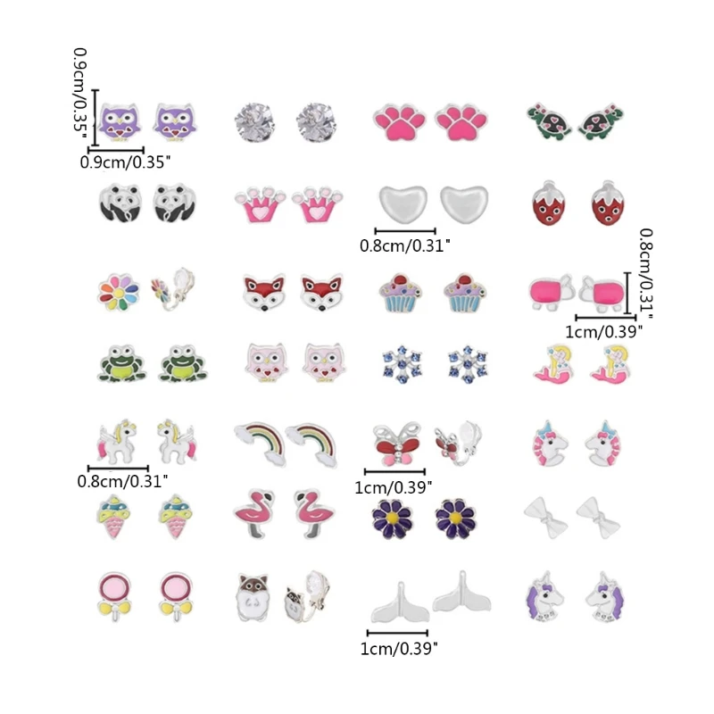 28 Pairs Assorted Animal Non-Piercing Earring for Women Girls Clip on Earrings