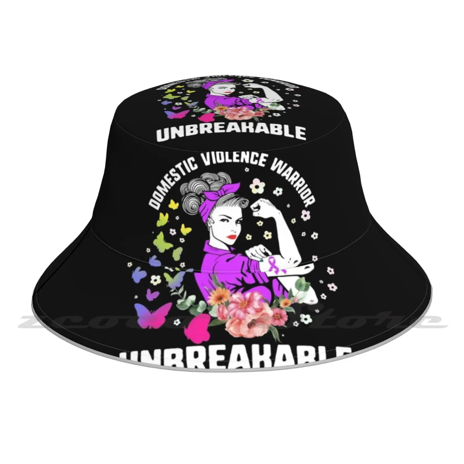 

Domestic Violence Unbreakable Awareness Purple Ribbon Support Strong Woman Gift Cap Diy Light Foldable Sunshade Fashion