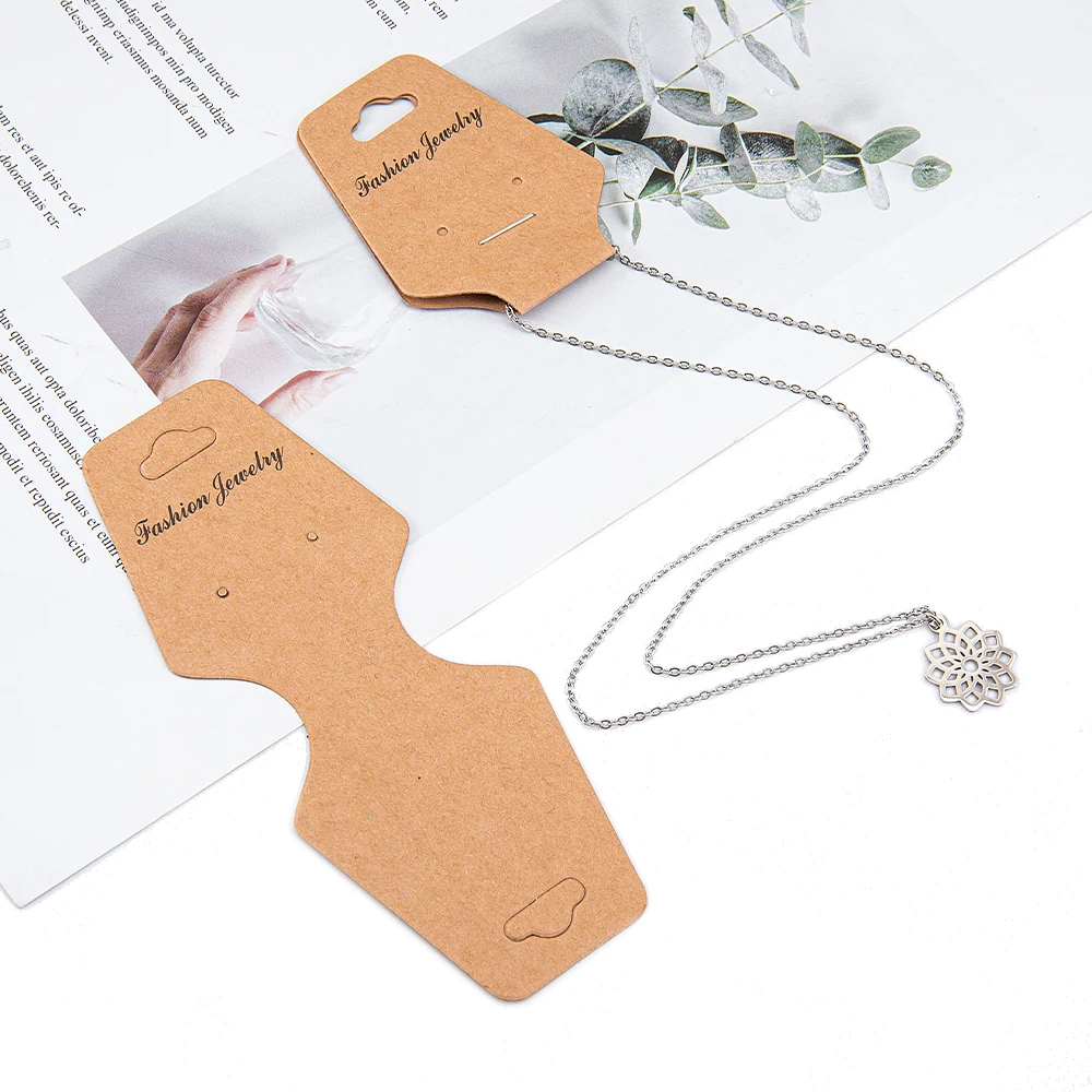 IFAMIO 50 Pack Jewelry Display Cards With Self Adhesive Bags - Extra Long White Tags For Necklaces & Bracelets