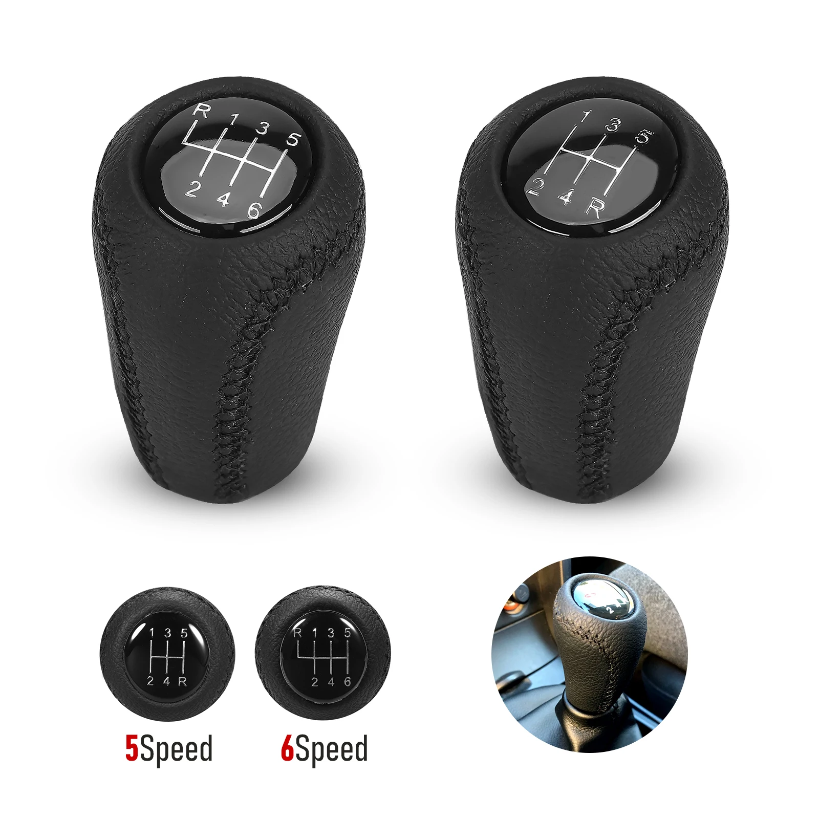 

5/6-Speed car Gear Shift Knob for MAZDA CX-7 ER MX-5 NC 3 BK BL 5 CR CW 6 II GHShifter Lever black Leather Car Accessories