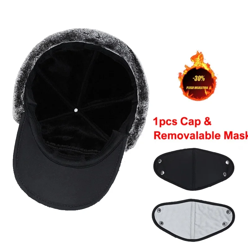 Winter Hat Men Women Faux Fur Bomber Hat Ear Flap Cap Outdoor Fishing Skiing