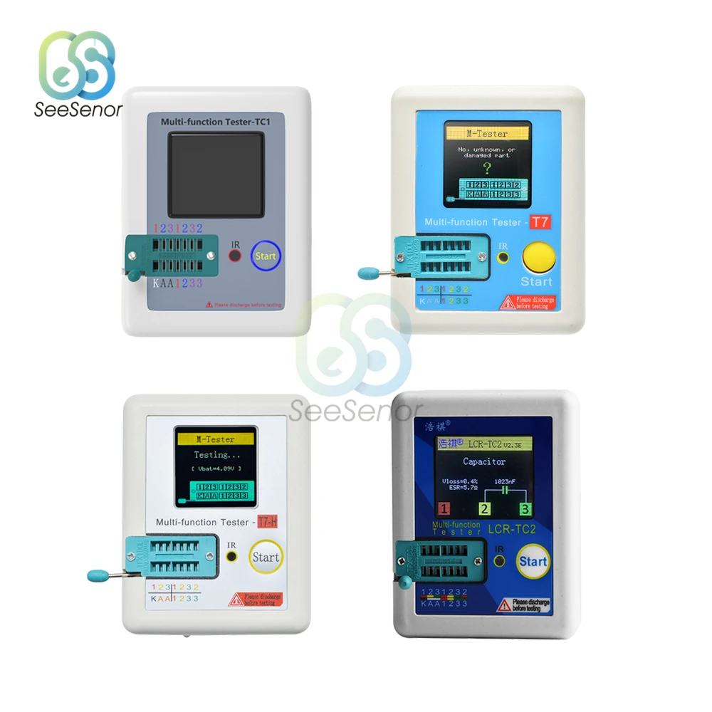 LCR TC1 TC2 T7 TFT LCD Display Multi meter Transistor Tester Diode Triode Capacitor Resistor Test Meter MOSFET NPN PNP Triac MOS