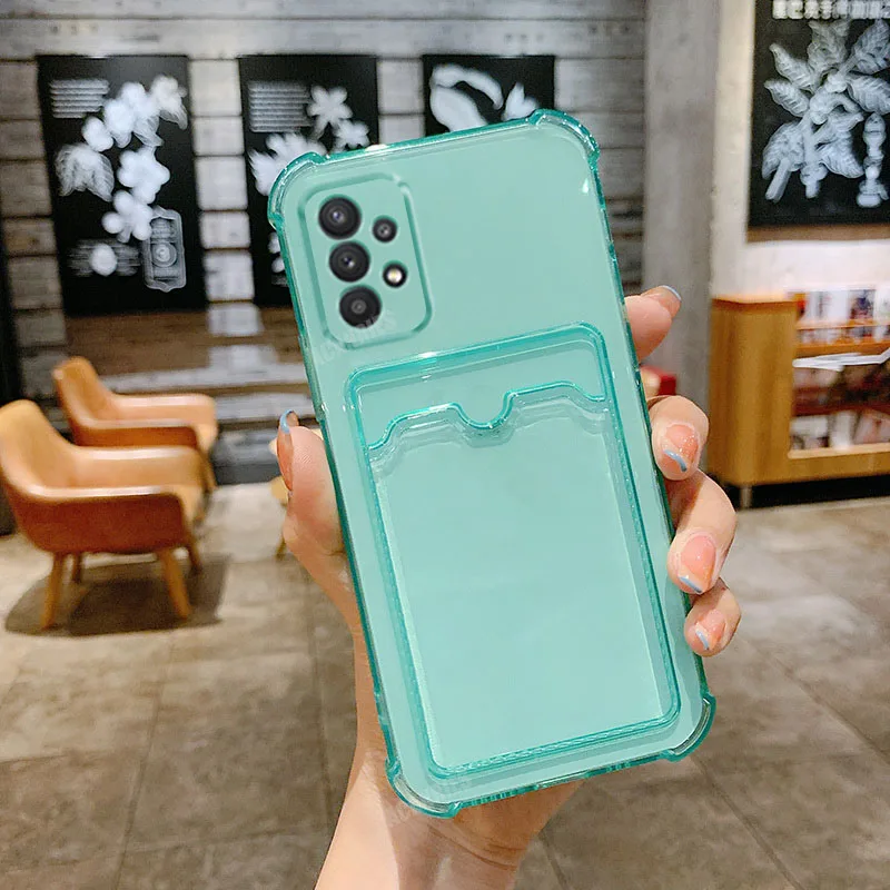 Transparent Silicone Soft Cover with Card Slot Holder