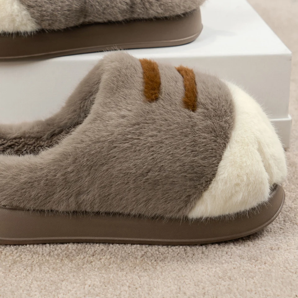 Cozy 3D Cat Paw Plush Slippers for Warmth