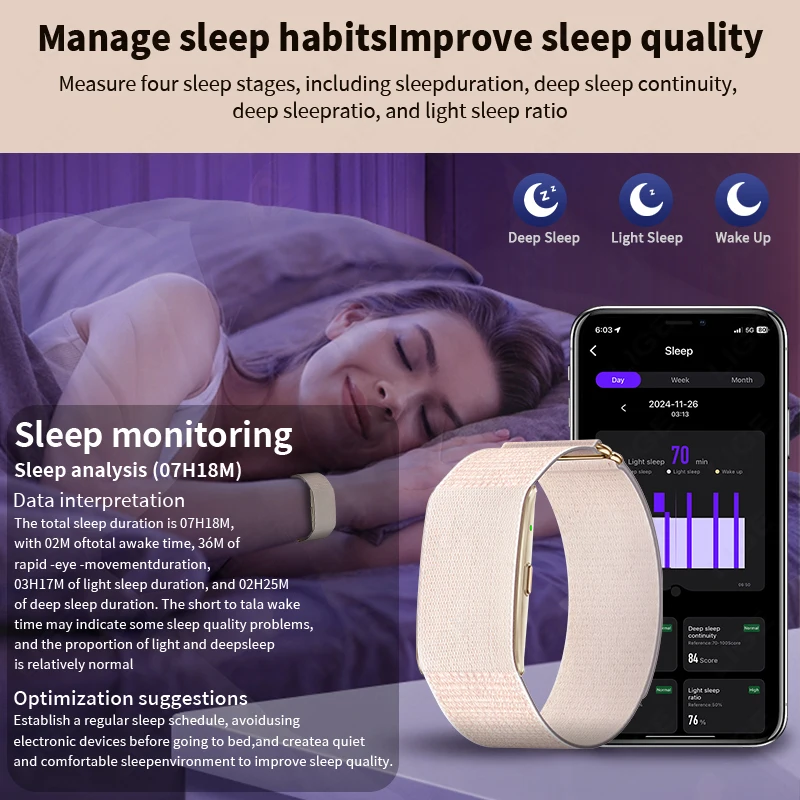 GPS 궤적 HRV 모니터 스포츠 밴드 화면 없는 초경량 만보계 피트니스 트래커 AI 분석 건강 스마트 팔찌 2026