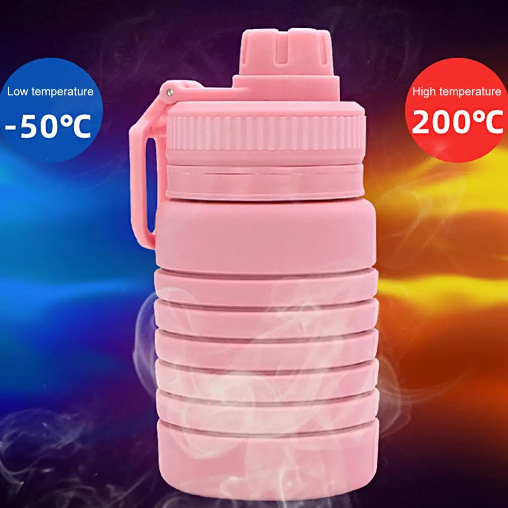 750ML Durable Silicone Folding Water Bottle Lightweight Folding Water Bottle BPA Free Sports for Outdoor