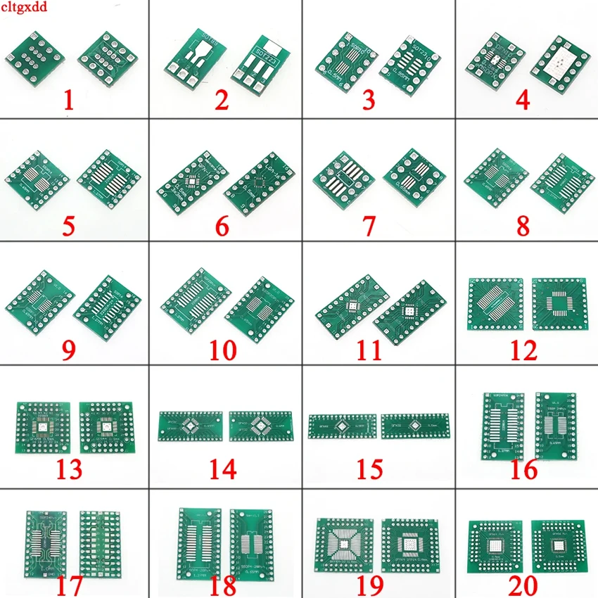 10-teilige Leiterplatte sop8 sop14 sop16 sop20 sop24 sop28 qfp fqfp tqfp Zum Dip-Adapter Konverter platte tssop 8 14 16 20 24 28 – Detail 1