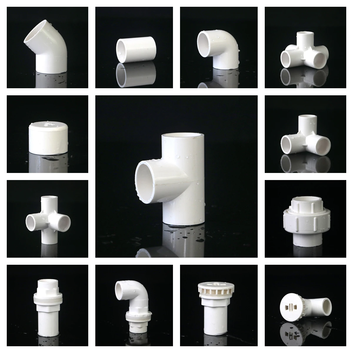 White PVC Pipe Connectors 20 25 32mm Elbow Straight Tee Fish Tank Drain ...