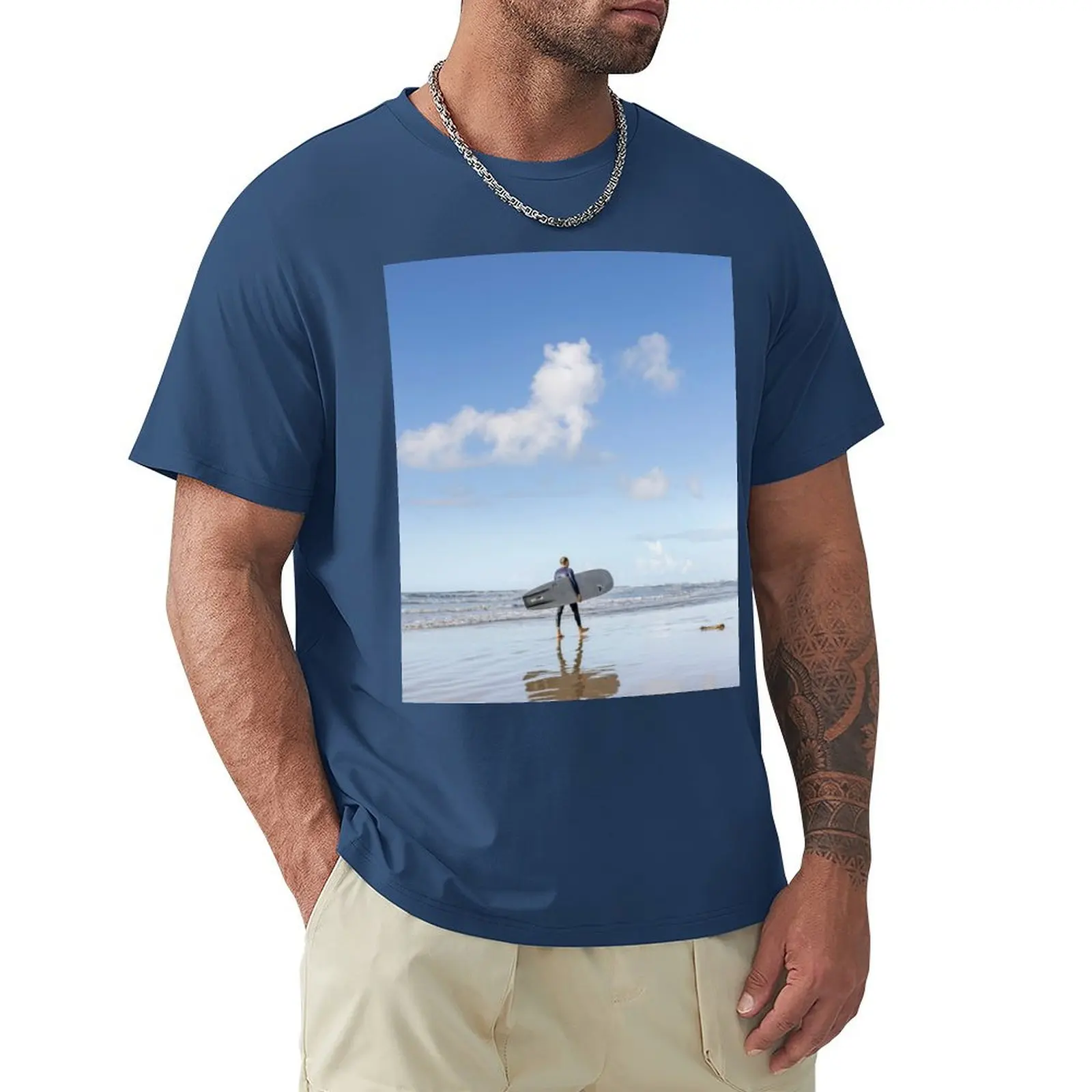 

The joy of Surfing on the sunny sandy beach T-Shirt heavyweights sports fans customs design your own plus sizes t shirt for men