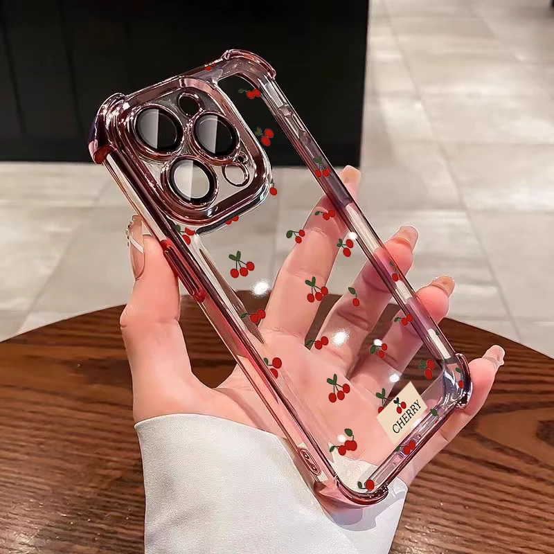 Elegant Bow Cherry Plating Shockproof Phone Case