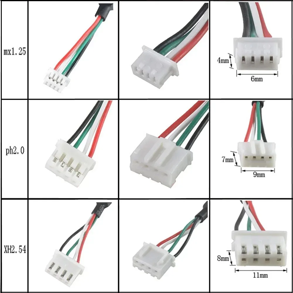 30cm USB A 암 커넥터 - 4핀 XH2.54 PH2.0 MX1.25 듀퐁 커넥터 케이블 USB-4P 어댑터 와이어 DIY 전자 프로젝트용