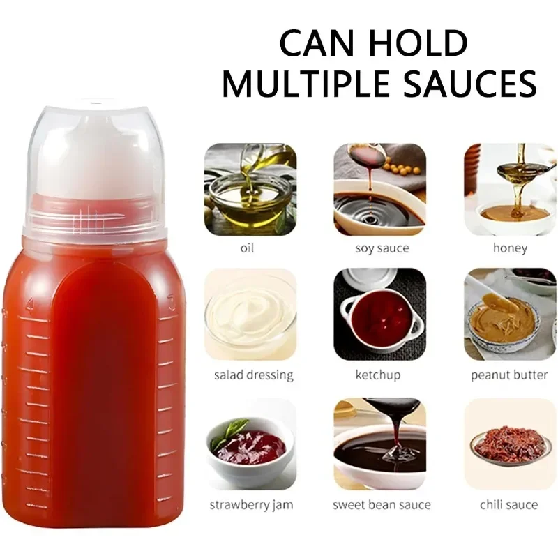 100/60/30ml Condiment Squeeze Bottles Honey Salad Oil BBQ Sauces Ketchup Dispenser with Scale Seasoning Bottle Kitchen Container