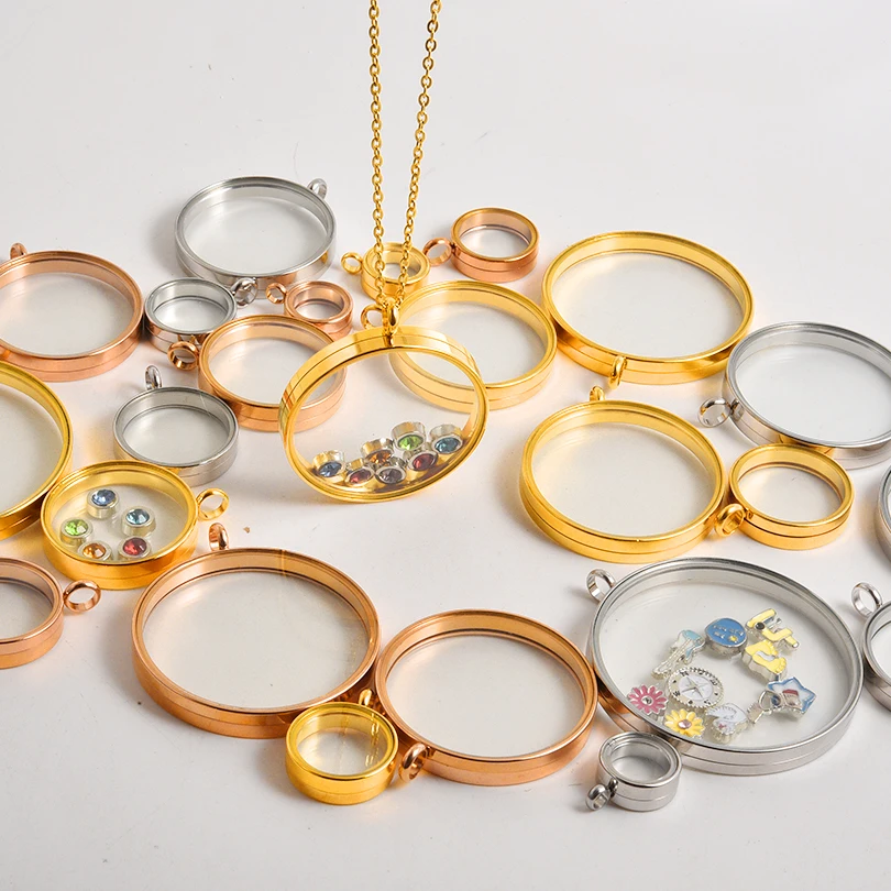 10 Stück 10–40 mm runde Feuerbestattung Asche Medaillon Anhänger Schmuck Edelstahl Glas schwimmender Münzhalter Medaillon Colgantes Herstellung – Detail 4