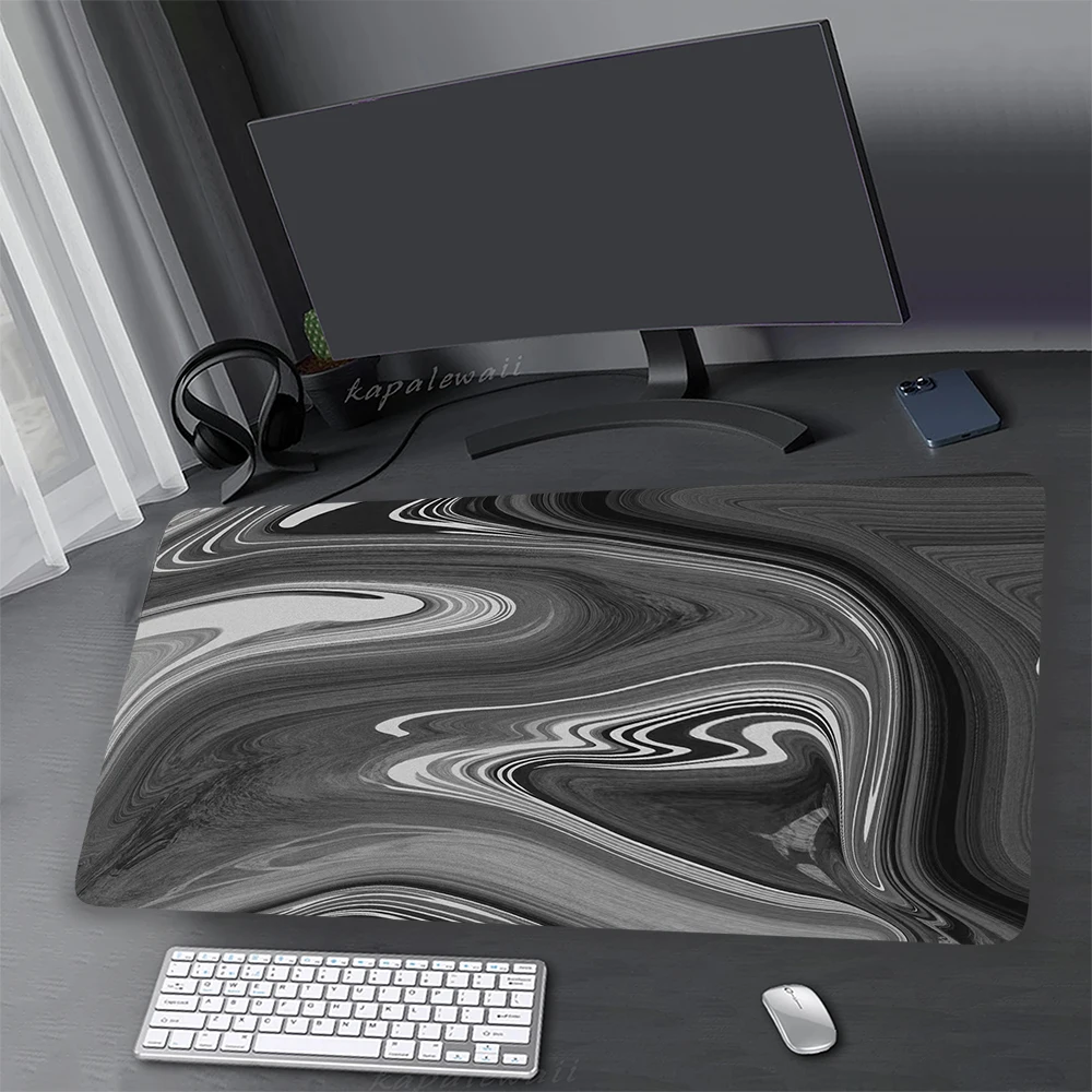 

Strata Liquid Mouse Pad Gaming Mouse Mat Gamer XXL Blck And White Large Mousepad Game Rubber Table Carpet Big Mause Pad 50x100cm