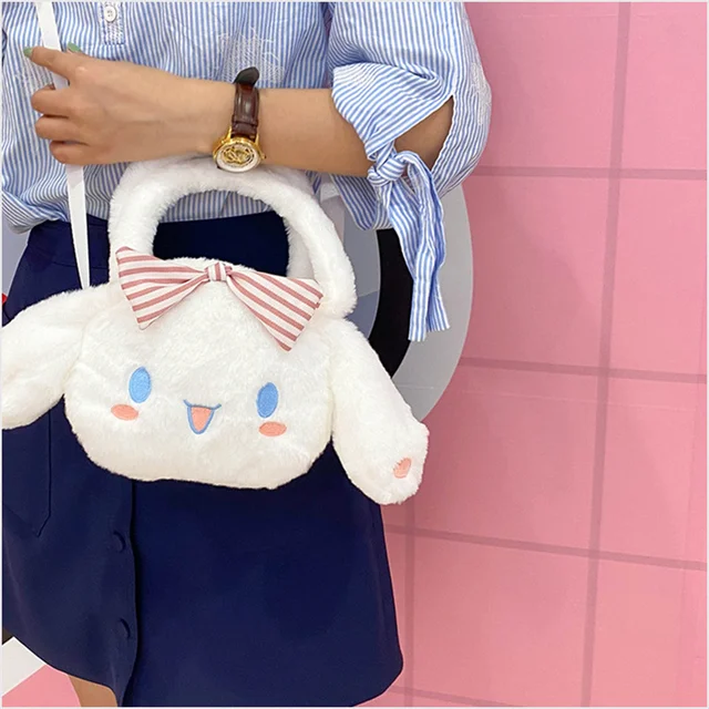 Sanrio Plush Bag Cinnamoroll Stuffed Animals Plushie Backpacks for Girls Kawaii Anime Stuffed Handbag Cute Soft Toy for Children 6