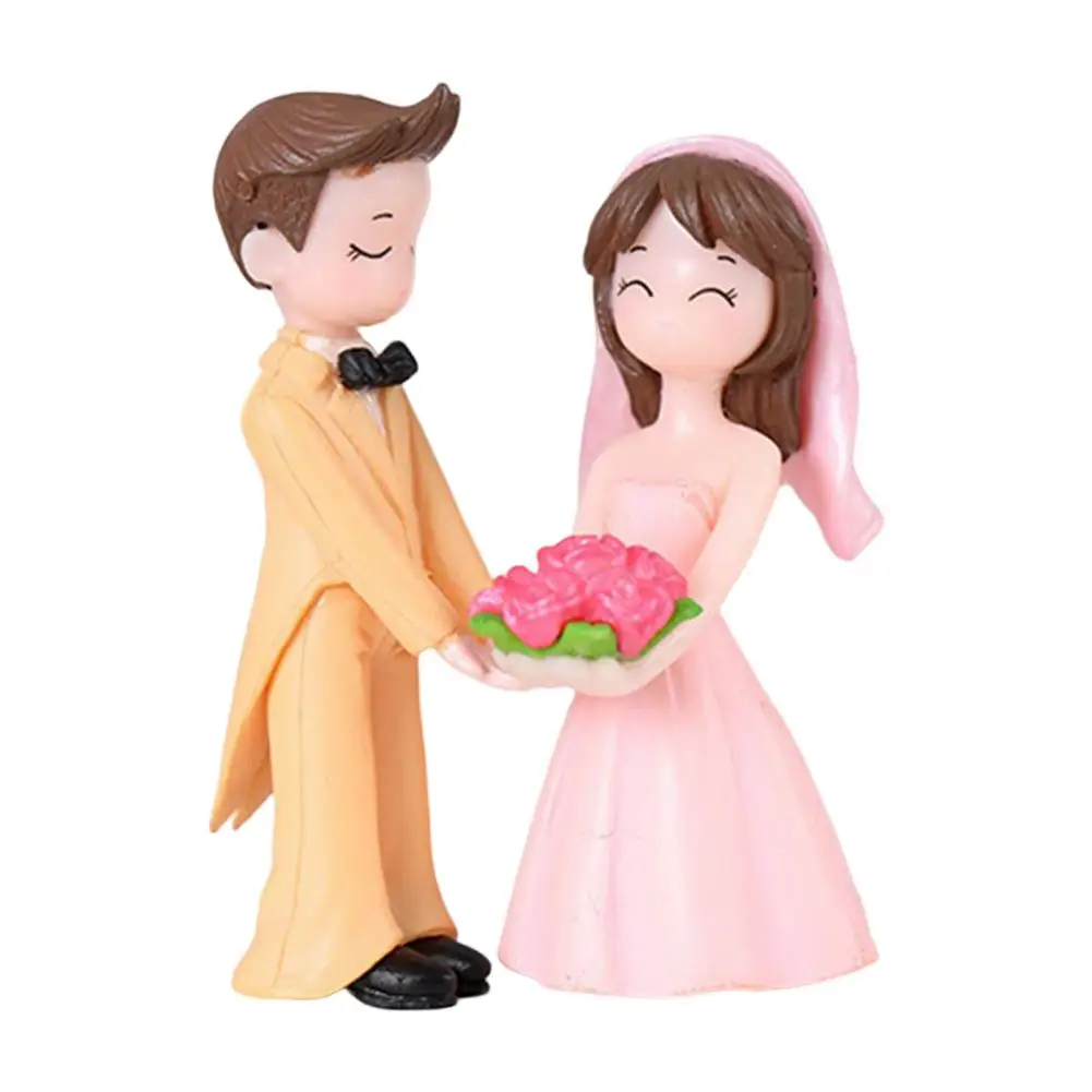 Boy Girl Statue Bright-colored Lovers Figure Unbreakable Adorable Great Chic Bride Groom Lovers Figure ornament crafts miniature figurines miniature couple ornament
