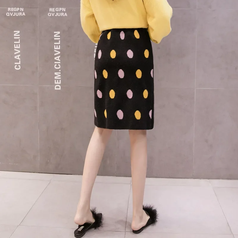 Maternity High Waist Knitted Wrap Skirt Belly Support Polka Dot Half-length Slimming Skirt for Pregnant Women Chinese Brand