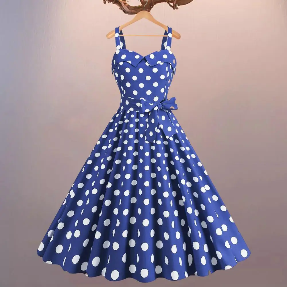 

Classic 1950s Style Dress 1950s Movie Style Dress Retro A-line Swing Dot Print Dress Vintage 50s Style with Contrast Color