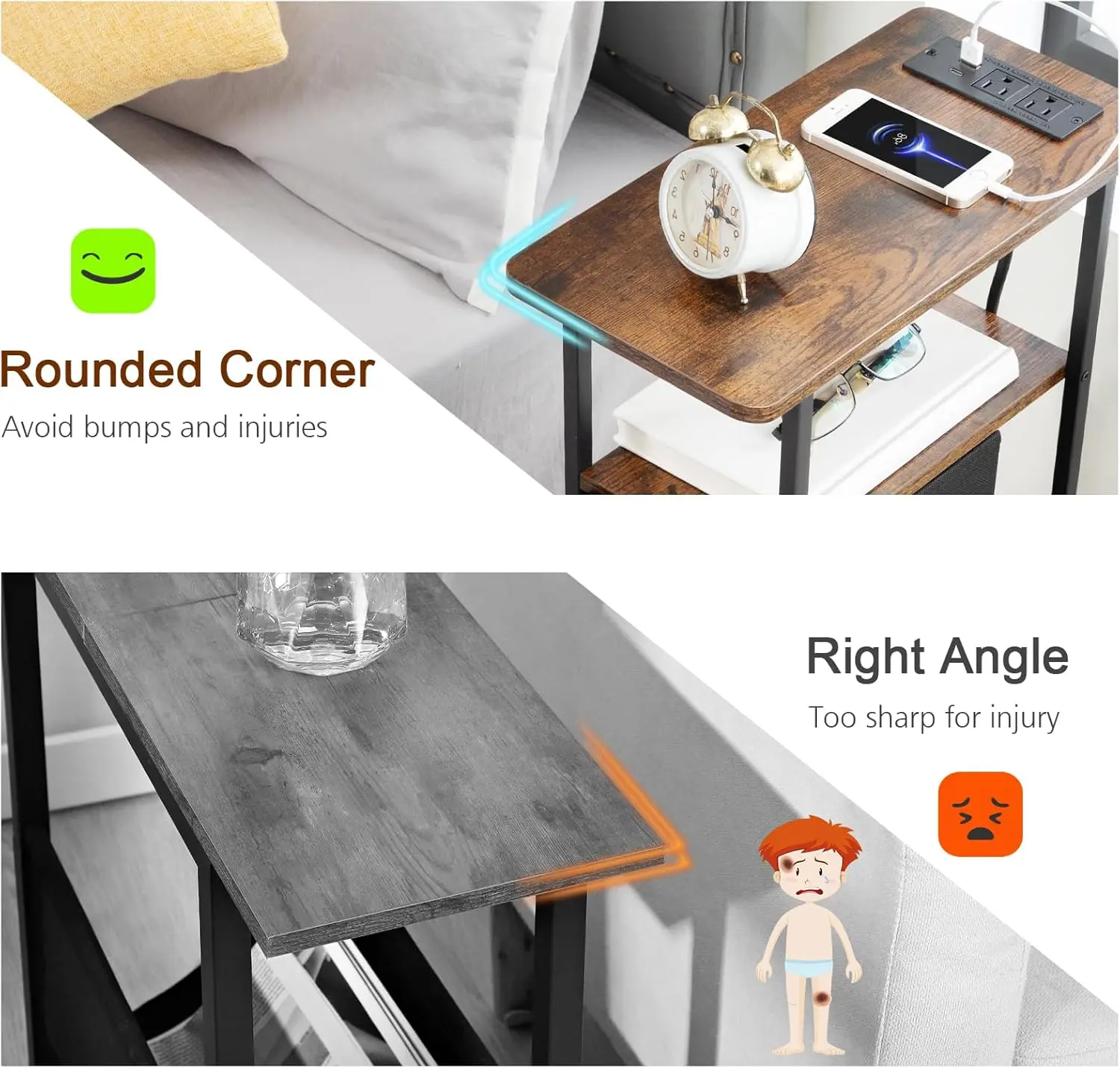 Narrow Nightstand with Charging Station 6