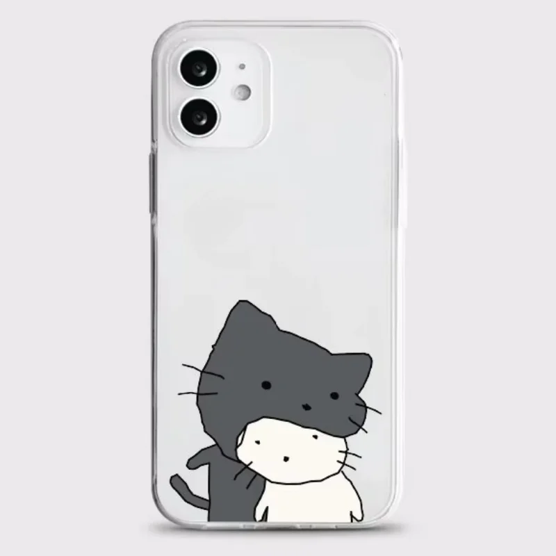 Adorable Korean Kitten Couple Shockproof Silicone Phone Case