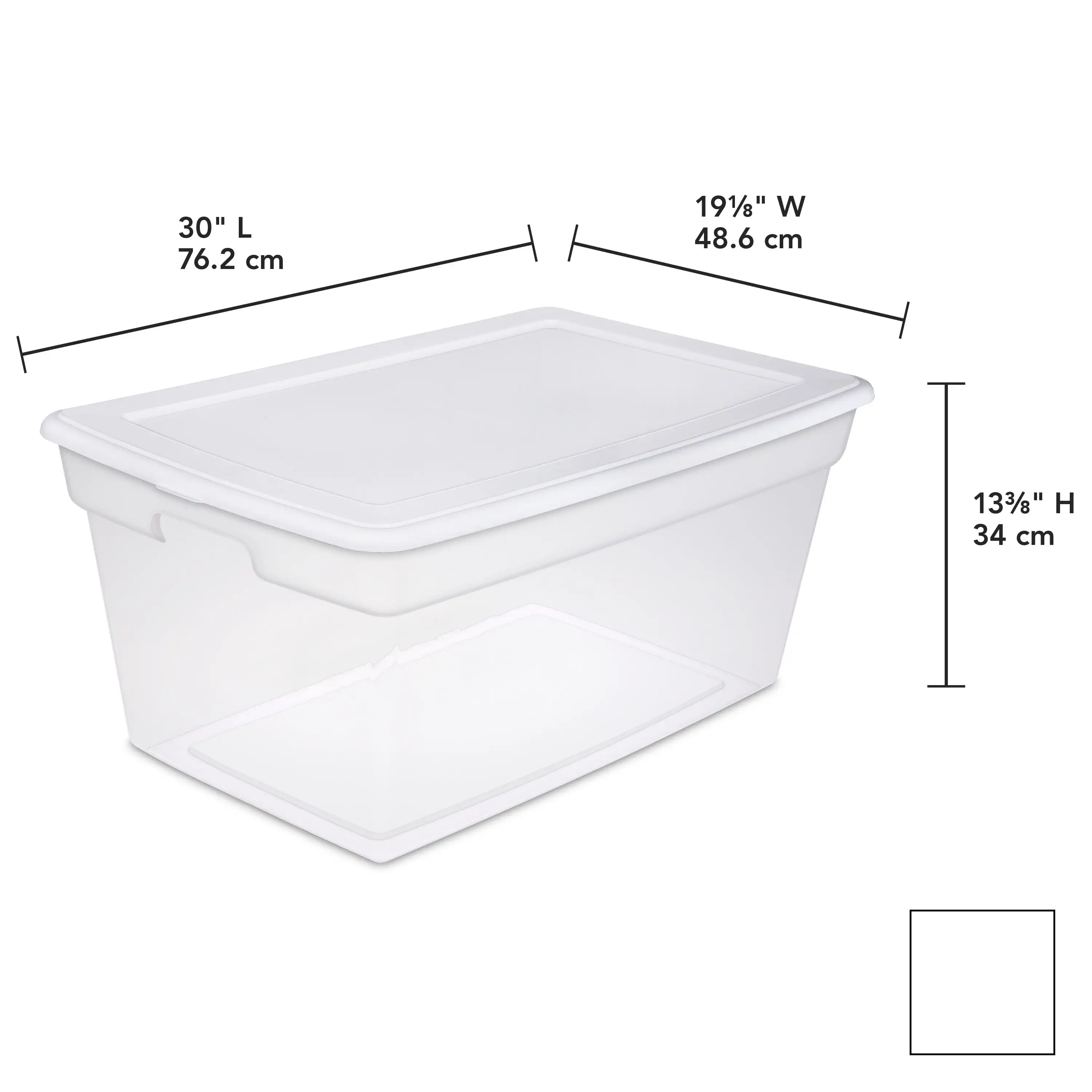 90 Qt. Storage Box Plastic, White, Set of 4