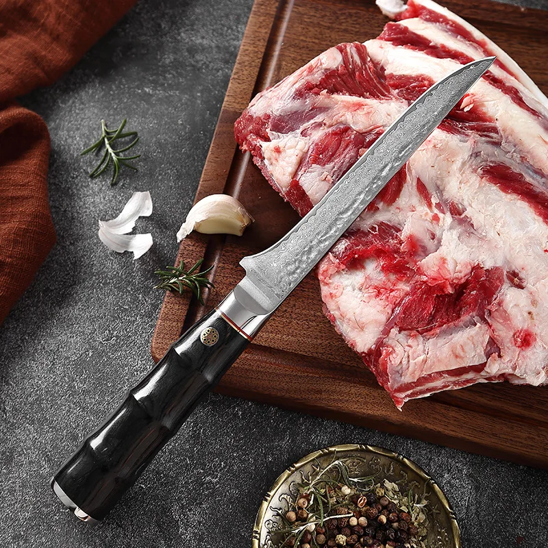 

Forged Kitchen Boning Knife Lasting Sharp 67 Layers Damascus Steel Kitchen Butcher Fish Knives Wood Handle Kitchen Knife