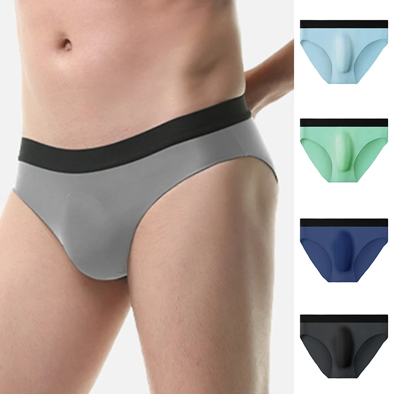 

Male 3D U Convex Pouch Panties Mesh Breathable Briefs For Men Low Waist Underwear With Ice Silk Nylon Sexy Bulge Ligerie Elastic